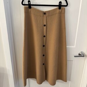 Ann Taylor Camel Button-Front A-Line Skirt NWT Large